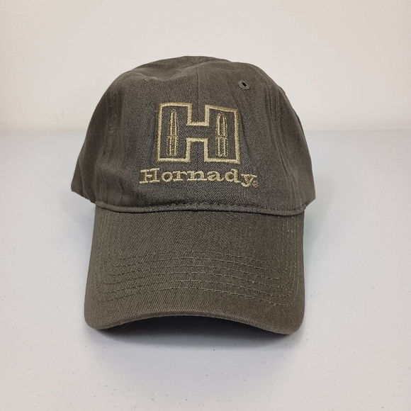 Hornady Cap Khaki Green OS Embroid Logo Hook Loop Closure Baseball Trucker Hat - Picture 11 of 11